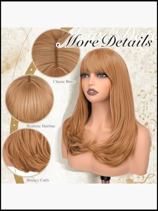 Synthetic Long Wig with Bangs Layered Straight Heat Resistant Daily Party main image 4